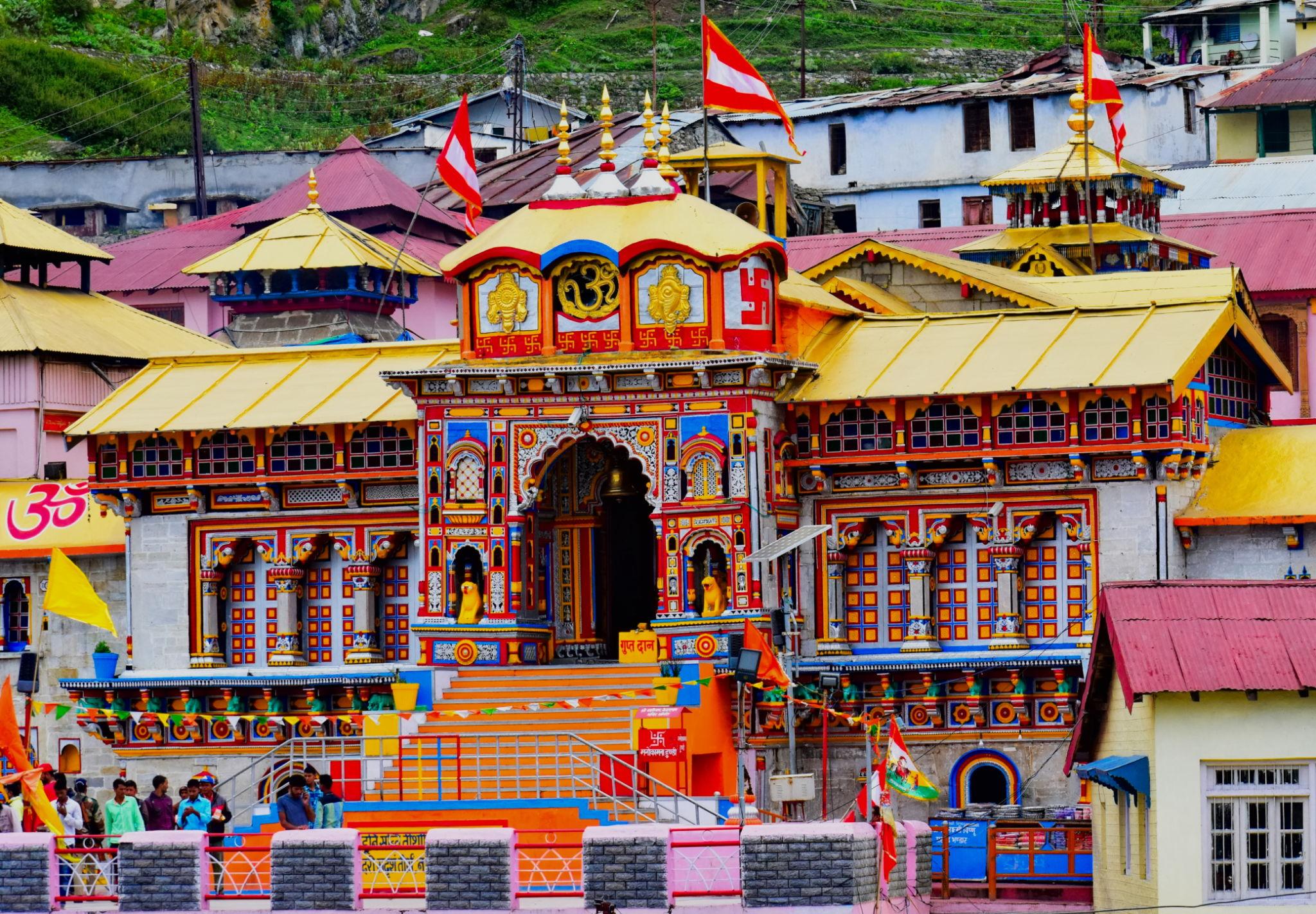 Badrinath temple colorful front view