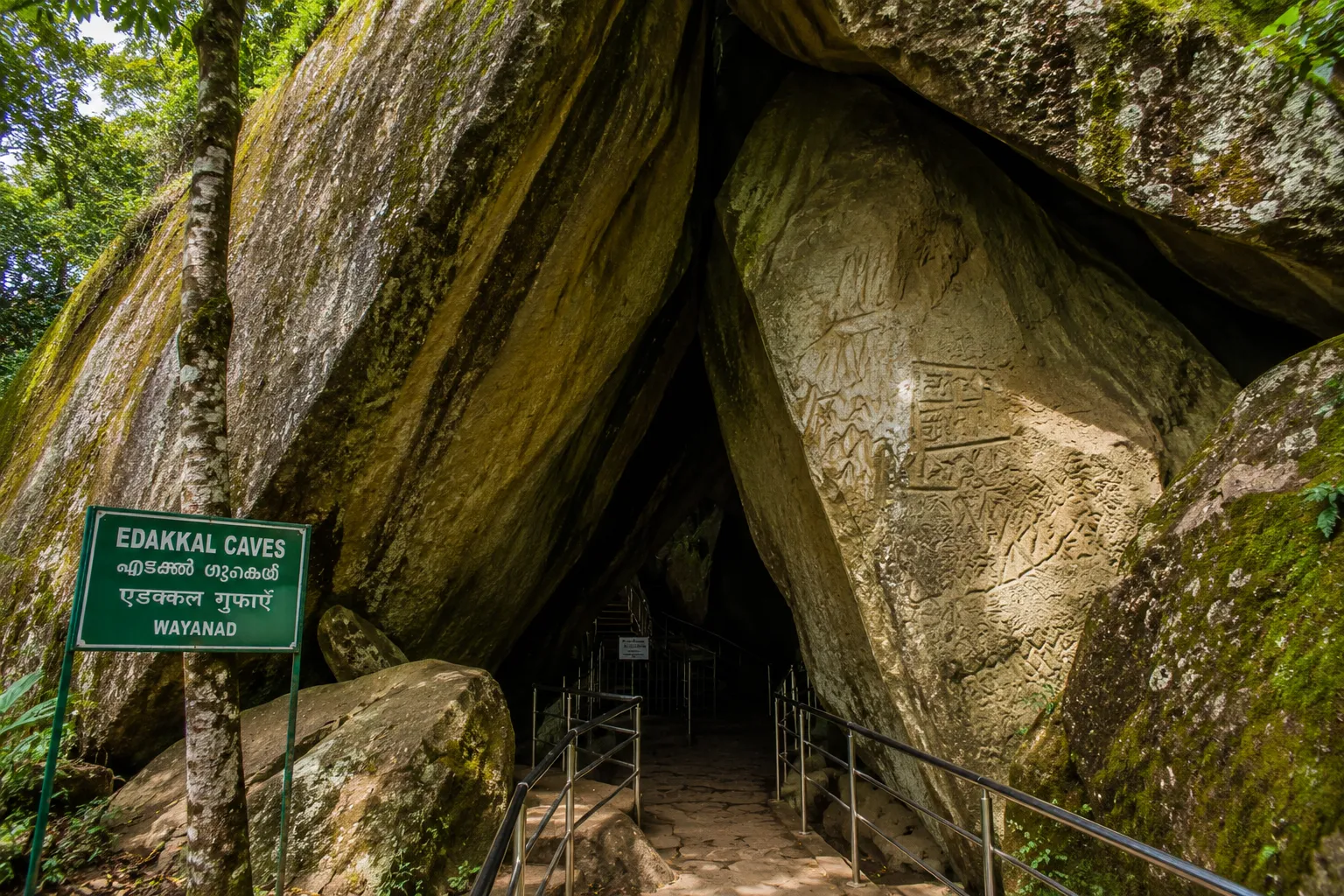 Edakkal Caves ancient rock carvings in Wayanad Kerala