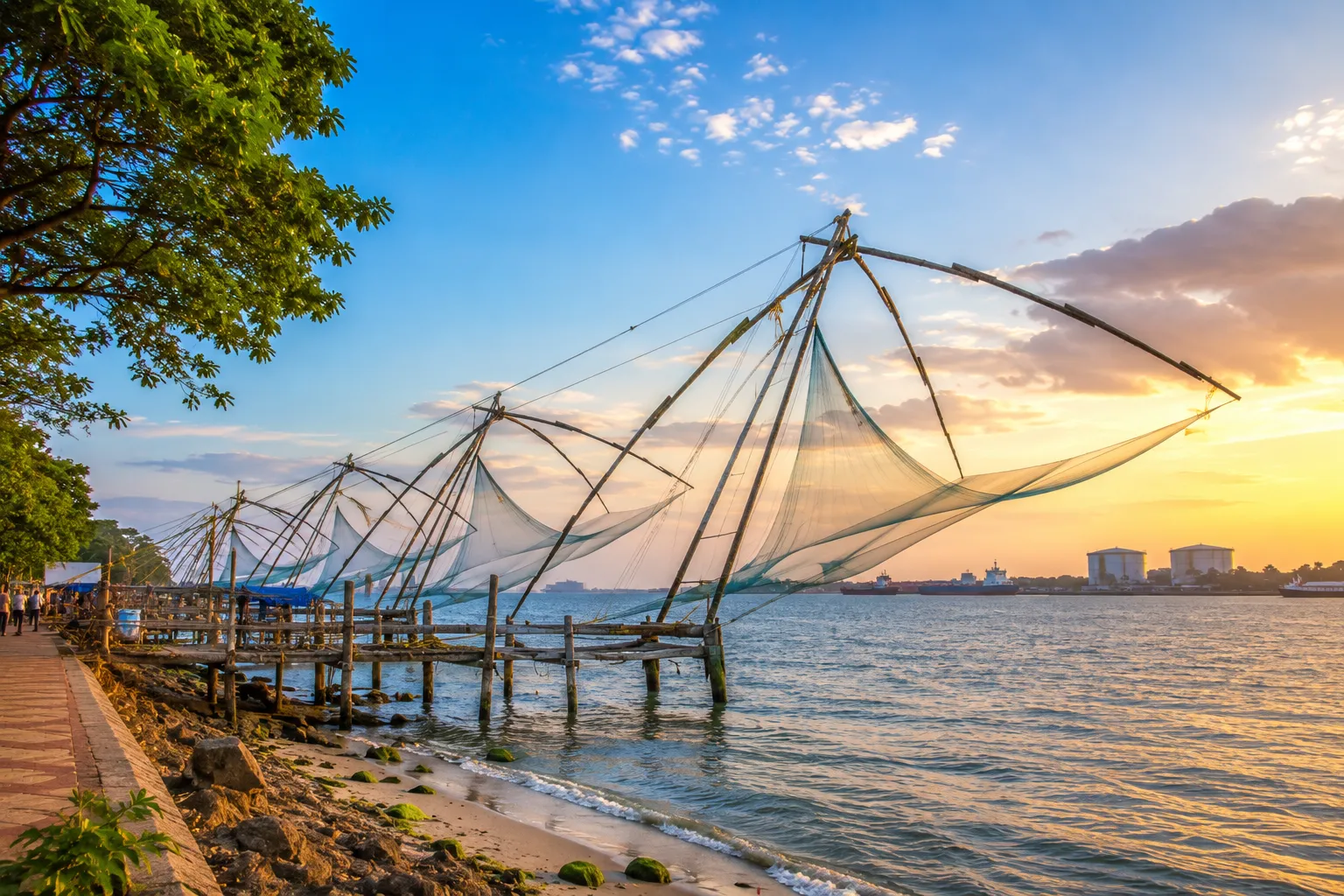 Chinese fishing nets at Fort Kochi in Kochi Kerala