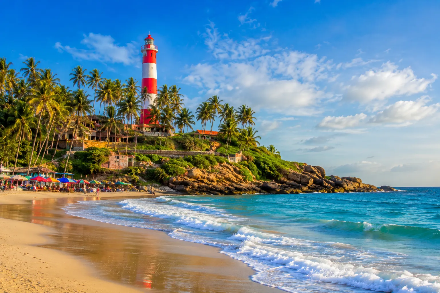 Kovalam Lighthouse Beach in Kerala India