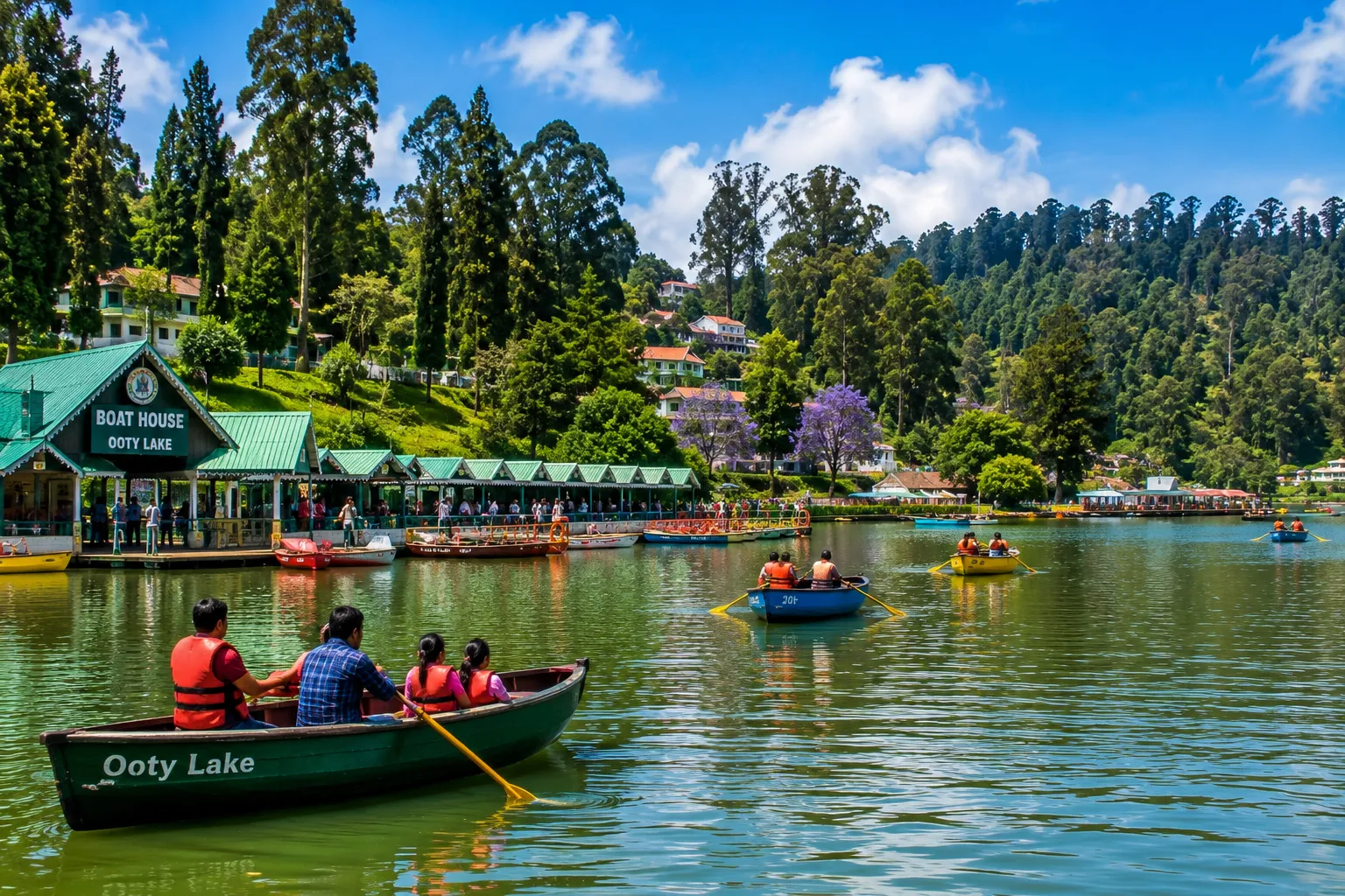 Ooty Lake with boating in the Nilgiri Hills Tamil Nadu