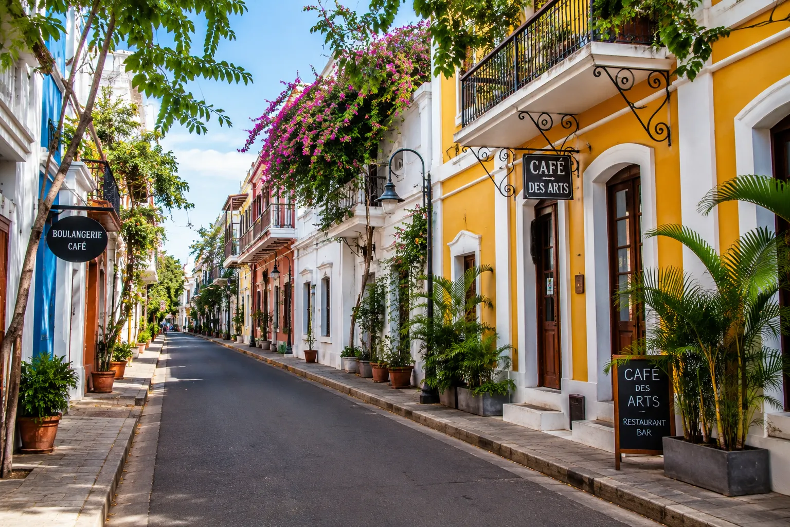 Colorful French Quarter in Puducherry India