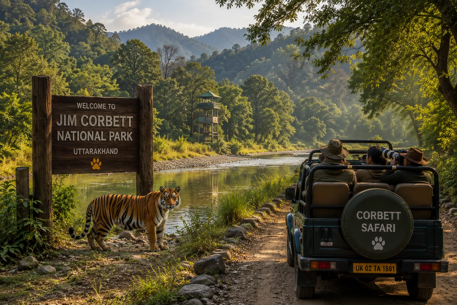 Safari landscape in Jim Corbett National Park, Uttarakhand