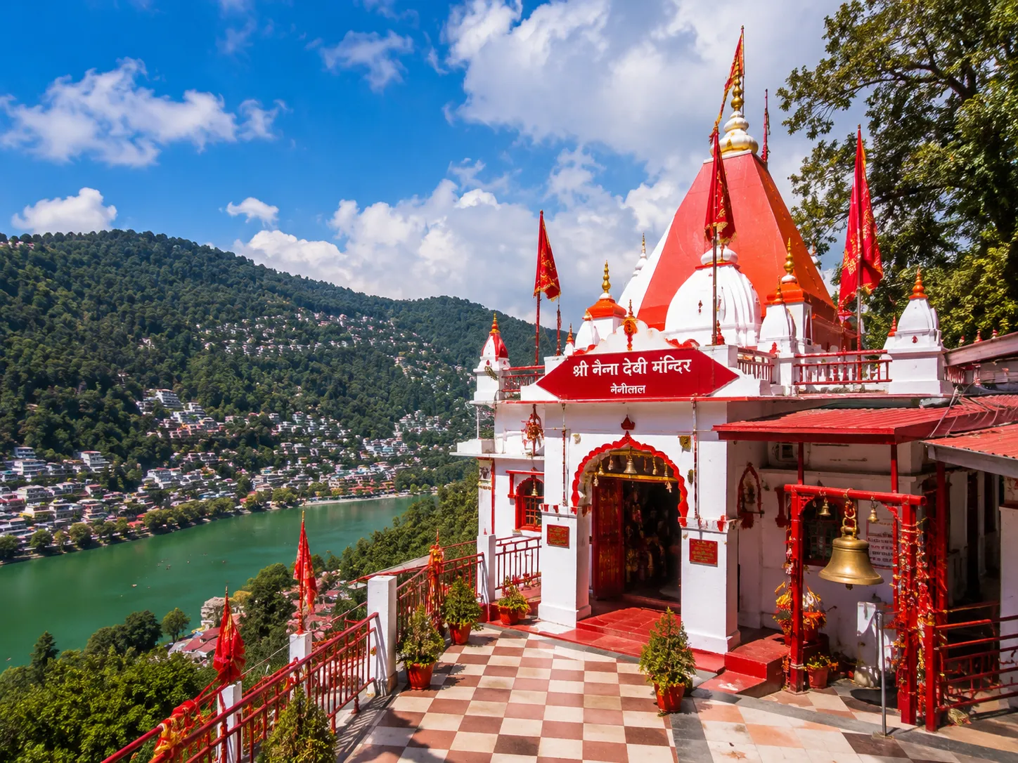 Naina Devi Temple overlooking Nainital Lake in Uttarakhand