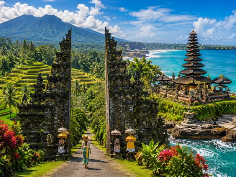 Bali tour package featuring tropical beaches Balinese temples rice terraces and island attractions
